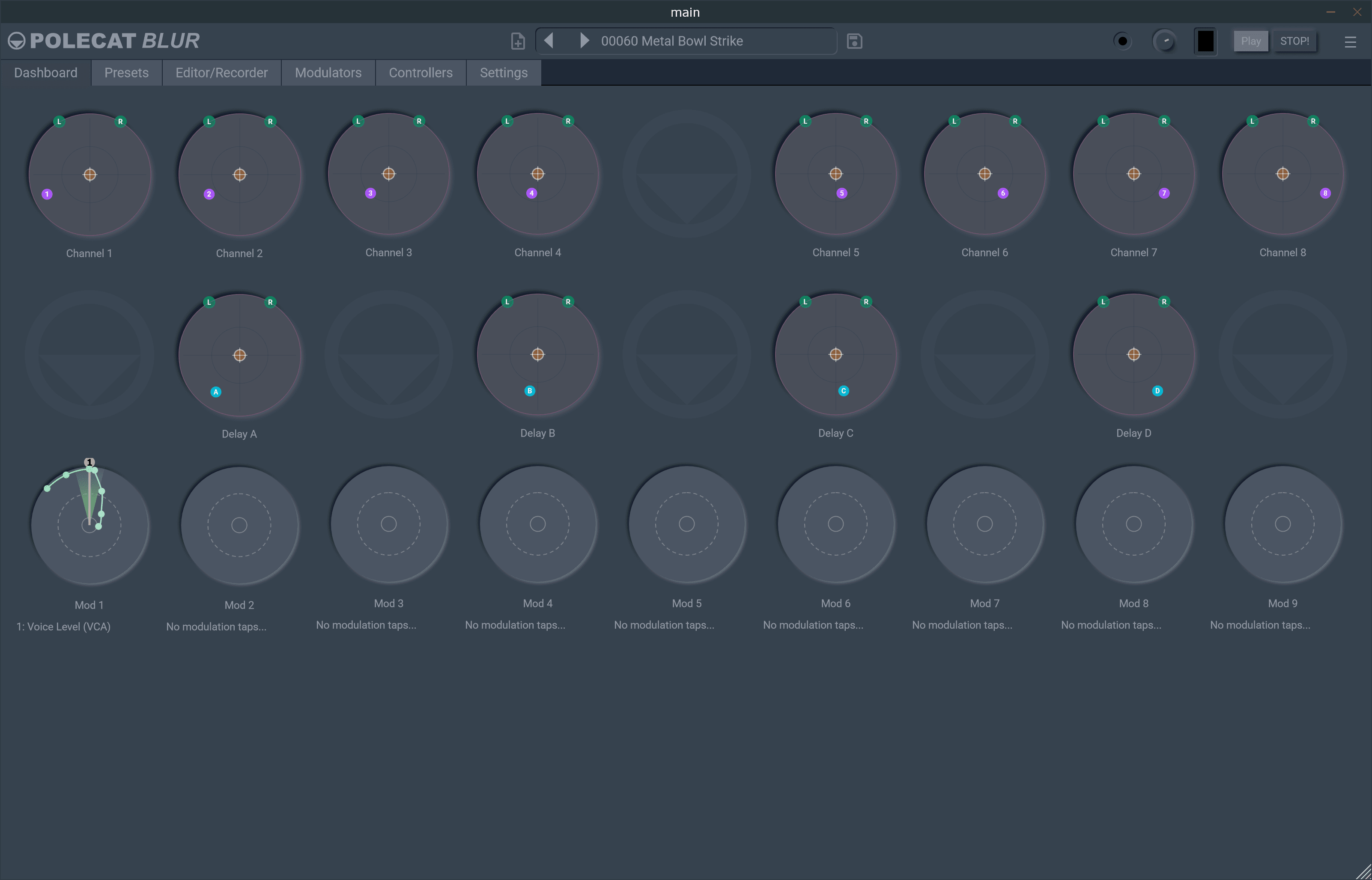 Polecat Blur dashboard and Surround Panner