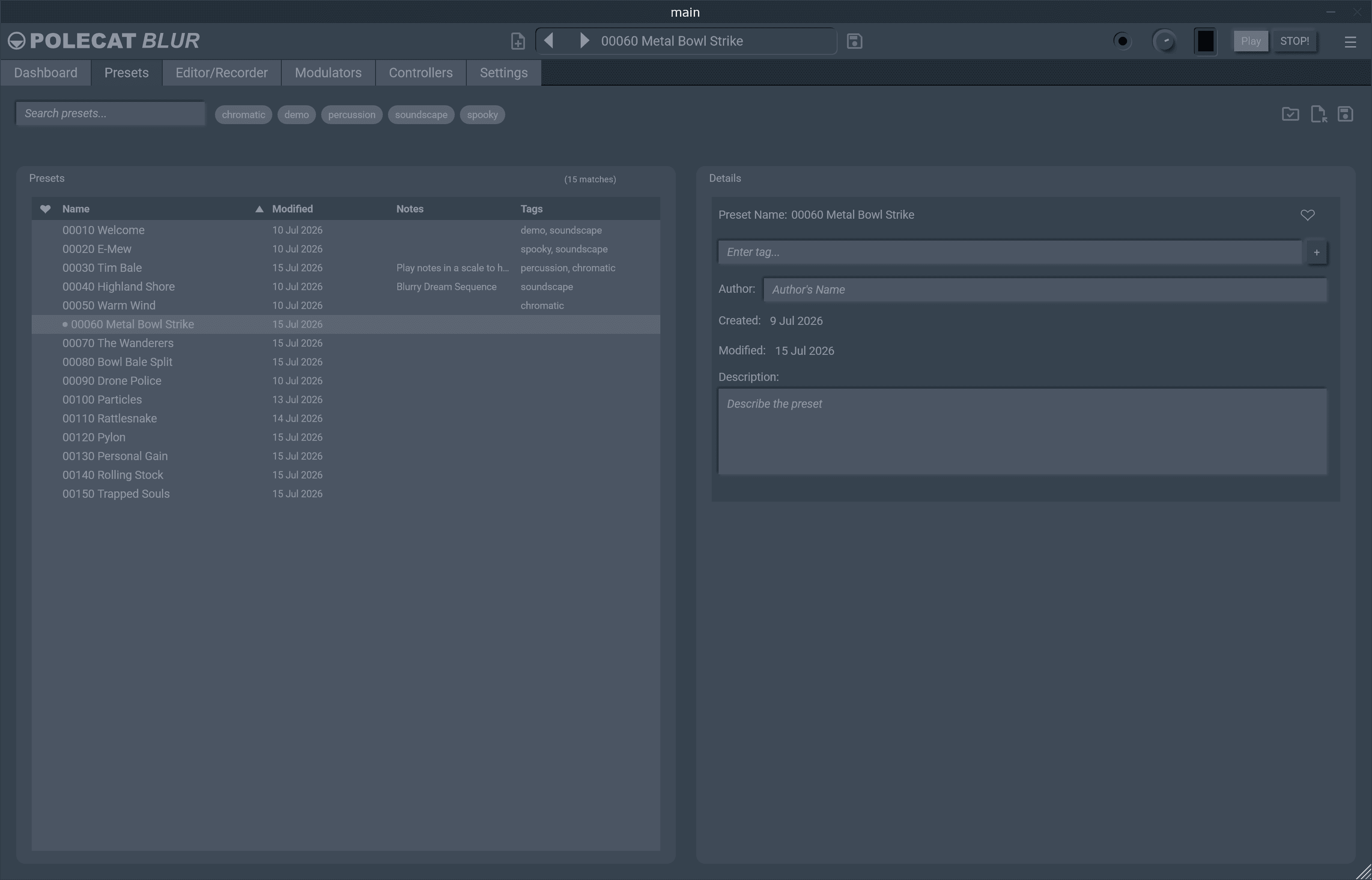 Polecat Blur Presets tab
